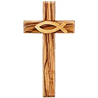 MaMeMi Cruz de madera de olivo con pescado.